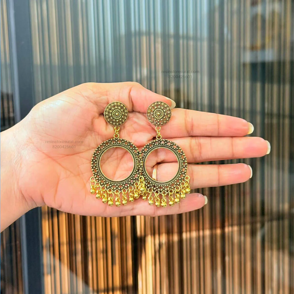 Round Shape Resin Jhumka Gold