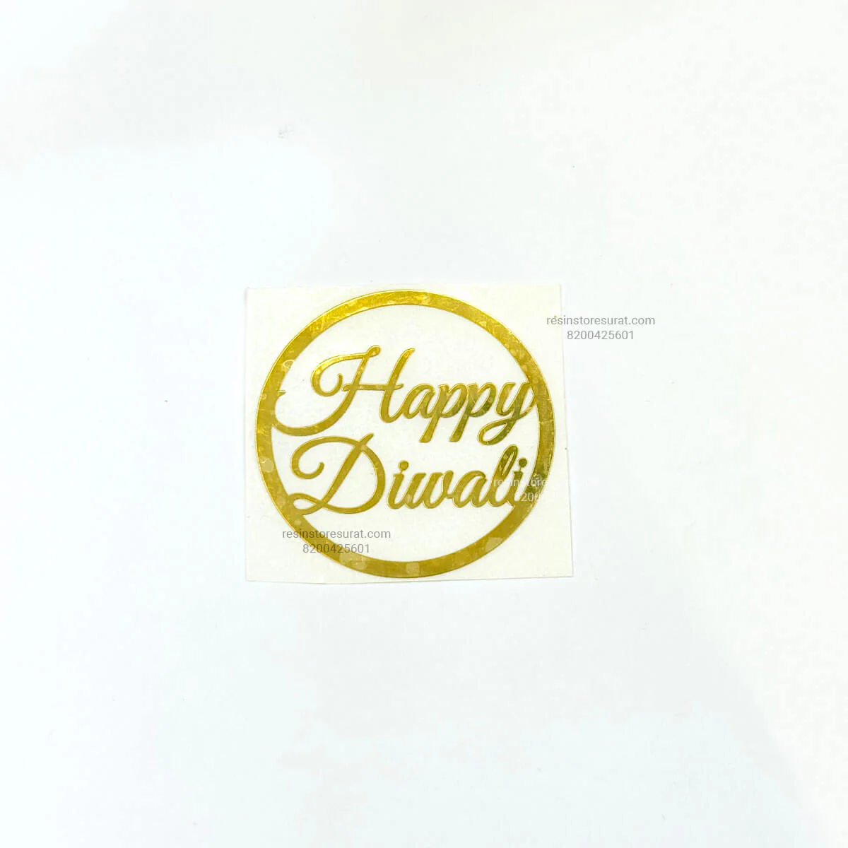 Rounded Happy Diwali Metalic Sticker