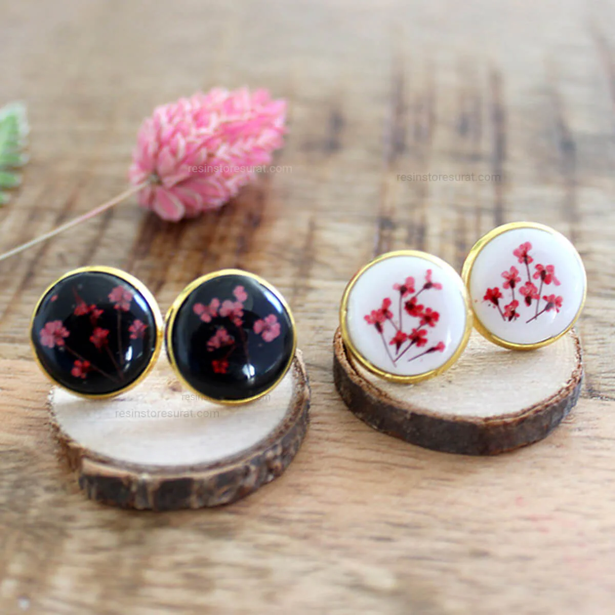 Silver Round Earring Resin Base - 4 pcs - Image 3