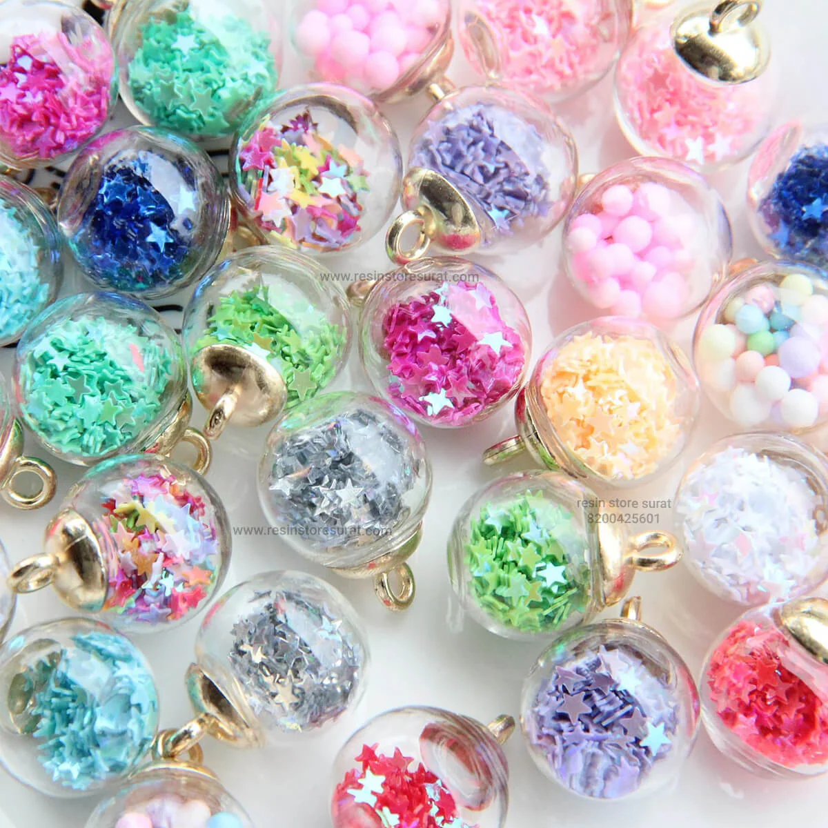 Small Glass Globe Charm With Gold Cap - 100 pcs - Image 2