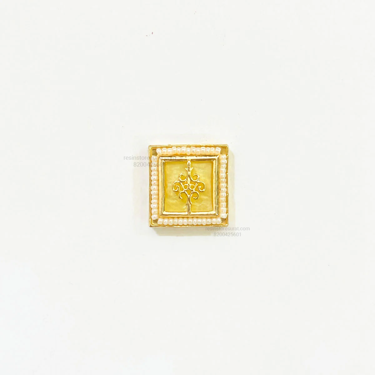 Square Yellow Ruby Meenakari Golden Beads E6