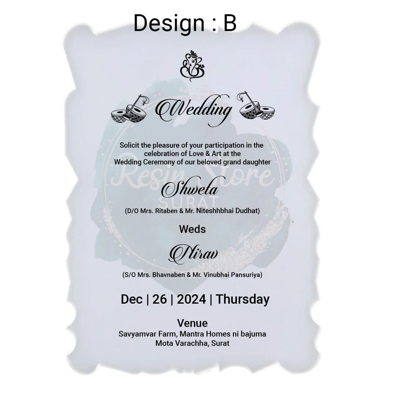 Wedding Invitation Card - Customized Gold Metal Sticker - Image 3