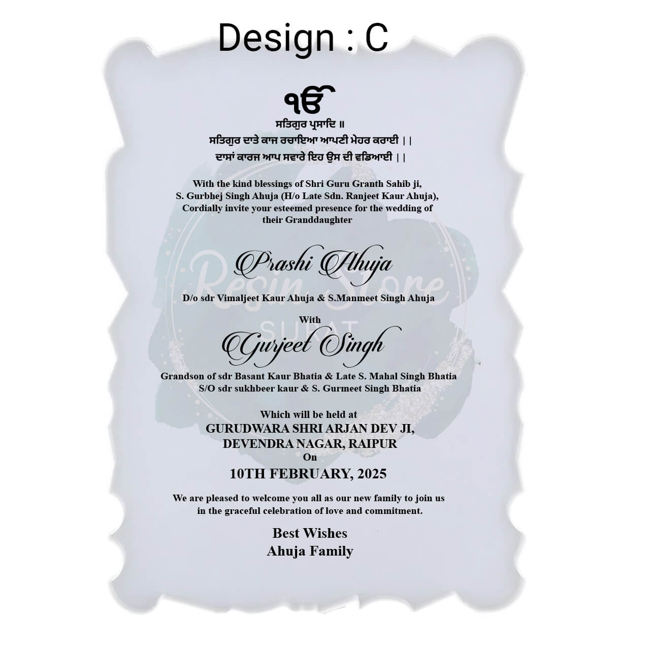 Wedding Invitation Card - Customized Gold Metal Sticker - Image 4