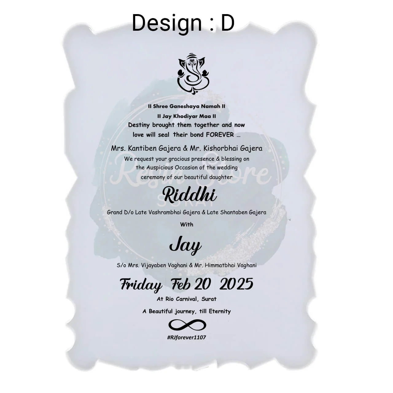 Wedding Invitation Card - Customized Gold Metal Sticker - Image 5